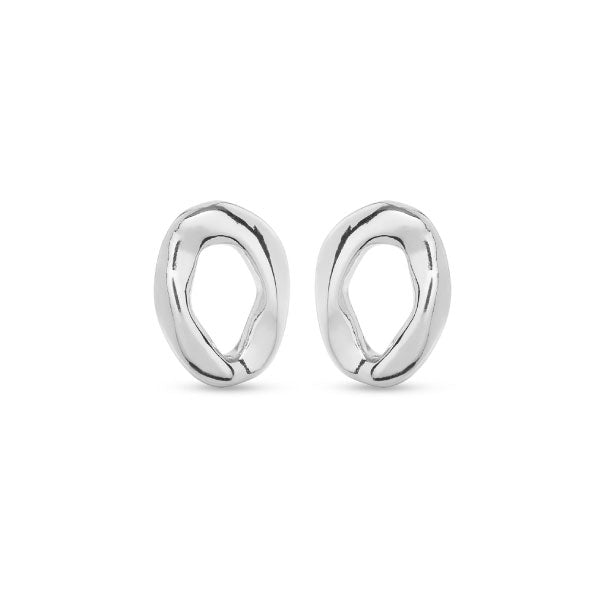 Joy Of Living Oval Link Silver Stud Earrings