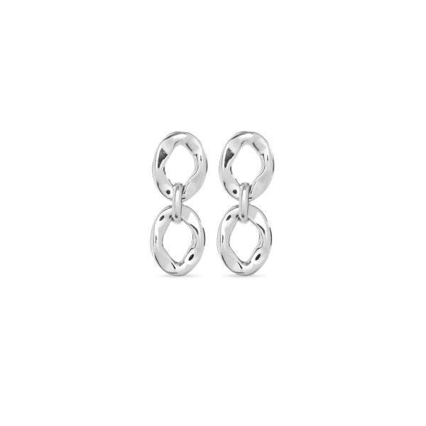 Groovy Double Link Silver Drop Earrings
