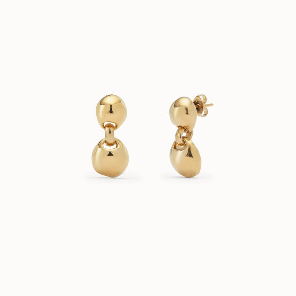 Gold Drop Earrings with Two Beads