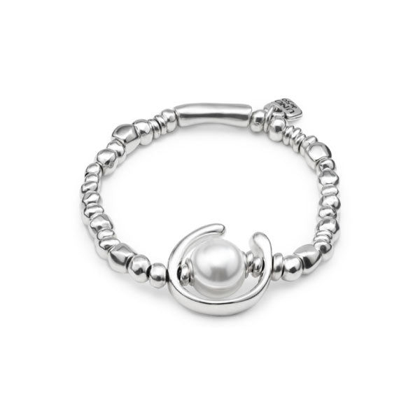 Another Silver Beaded Round Pearl Bracelet