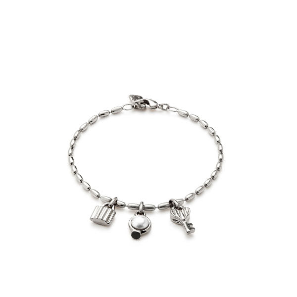 Uno de 50 Silver Plated Pearl Lock Key Bracelet