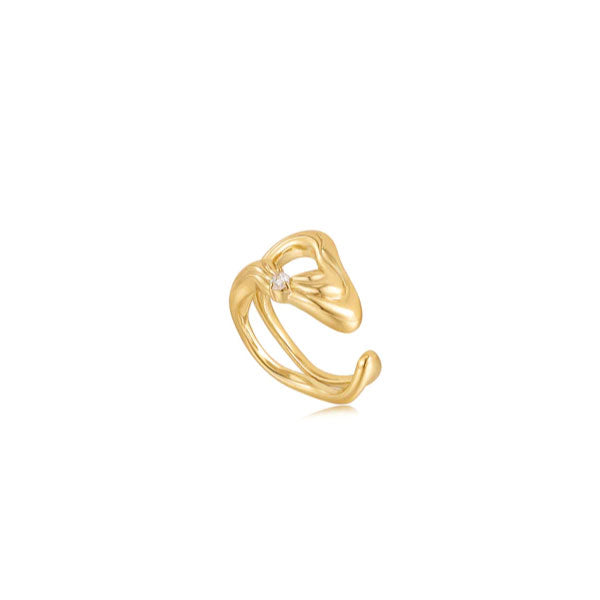 Ania Haie Gold Twisted Wave Wide Adjustable Ring