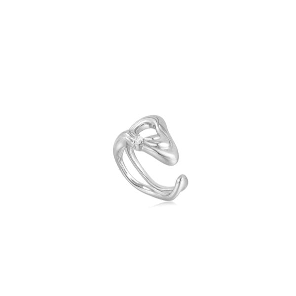 Ania Haie Silver Twisted Wave Wide Adjustable Ring