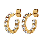 Raquel Gold Earrings with Clear Crystal Stones