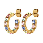 Raquel Gold Earrings with Multi Pastel Stones