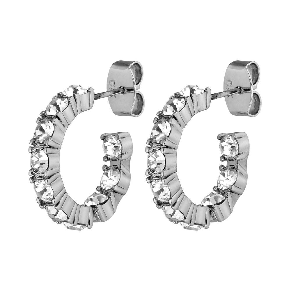 Raquel Silver Earrings with Clear Crystal Stones