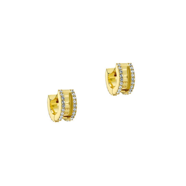 Rosie Crystal Roll Gold Huggie Hoop Earrings