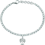 Sector Stainless Steel Woman's Tennis Bracelet With Tree Of Life Pendant