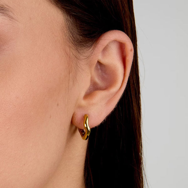 Wavy Design Gold Hoop Earrings