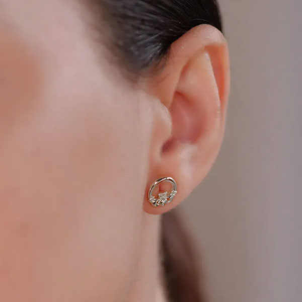Sterling Silver Claddagh Stud Earrings