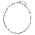 Snake Silver Necklace with Clear Crystal Stones