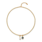 Uno de 50 Unico Blue CZ Pearl 18K Gold Plated Necklace