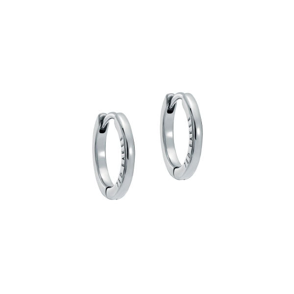 Ted Baker Crisele Silver Tone Logo Hoop Earrings