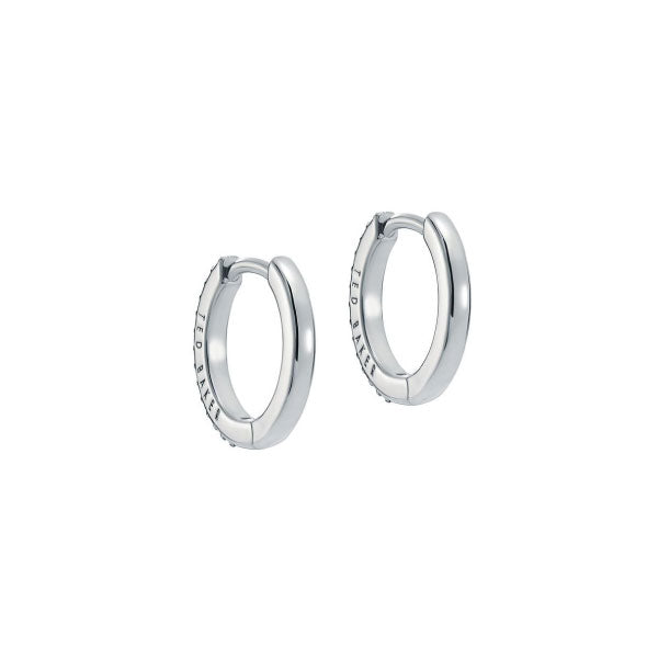 Ted Baker Heplie Silver Tone Crystal Hoop Earrings