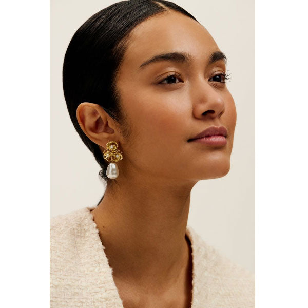 Ted Baker Florelle Gold Tone Flower Drop Earrings