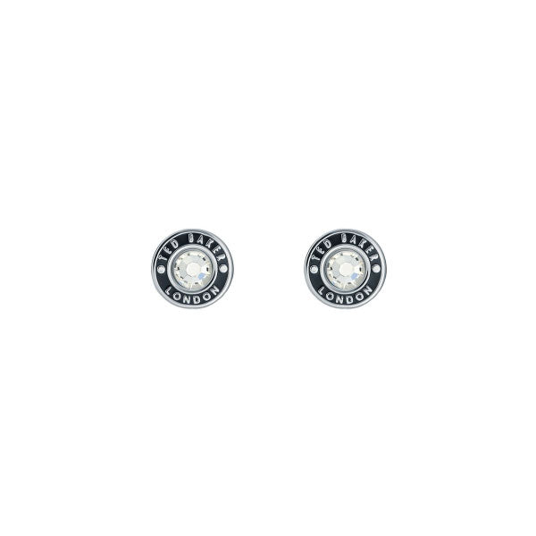 Ted Baker Cherelle Silver Tone Black With Clear Crystal Stud Earrings