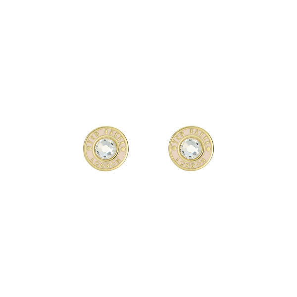 Ted Baker Cherelle Gold Tone Pink With Clear Crystal Stud Earrings