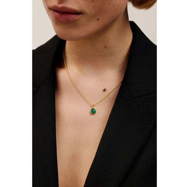 Ted Baker Peralia Gold Tone Green Pebble Pendant Necklace