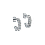 Ted Baker Mellrie Silver Tone Double Crystal Hoop Earrings