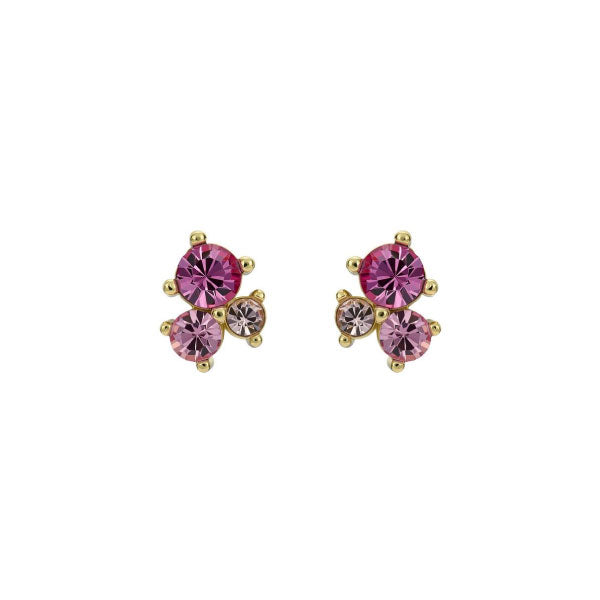 Ted Baker Joyaa Gold Tone Pink Jewel Cluster Stud Earrings