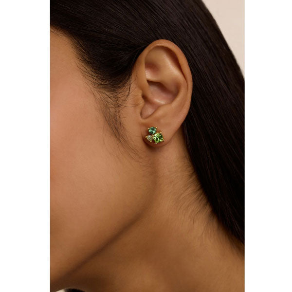 Ted Baker Joyaa Gold Tone Green Jewel Cluster Stud Earrings