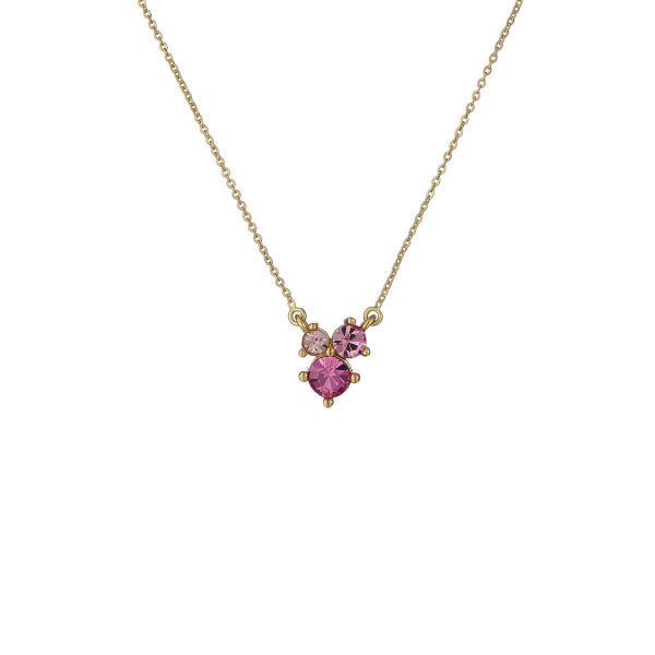 Ted Baker Joyelle Gold Tone Pink Jewel Cluster Necklace