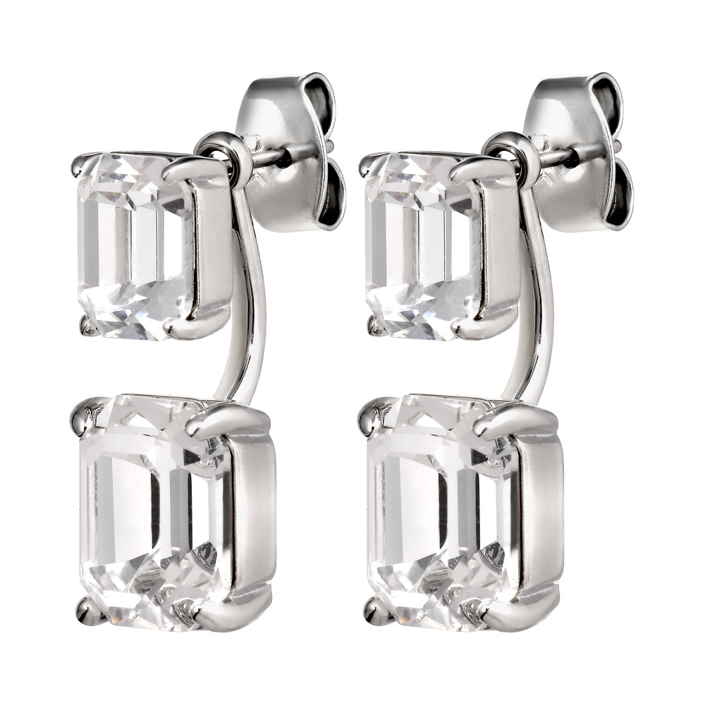 Teti Silver Earrings with Clear Crystal Stones