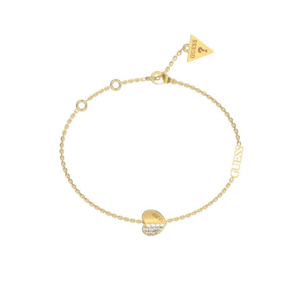 Guess Lovely Gold Plated Heart Charm Bracelet