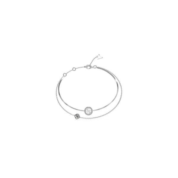 Guess Crush Silver Tone 4G Logo Crystal Bracelet