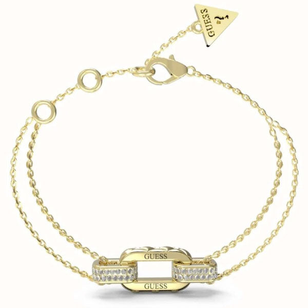 Guess Stylish Gold Tone And Crystal Bracelet