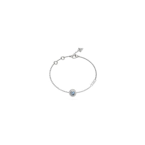 Guess Mama Silver Tone And Blue Crystal Bracelet