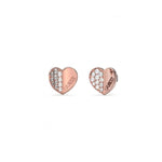 Guess Lovely Pave Heart Rose Gold Earrings