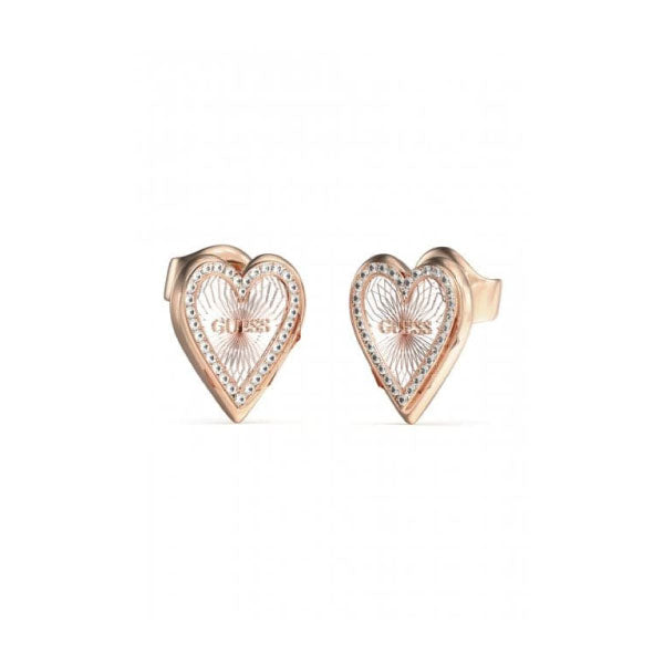 Guess Love Me Tender Rose Gold Crystal Earrings