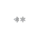 Guess White Lotus Silver Tone And Crystal Stud Earrings