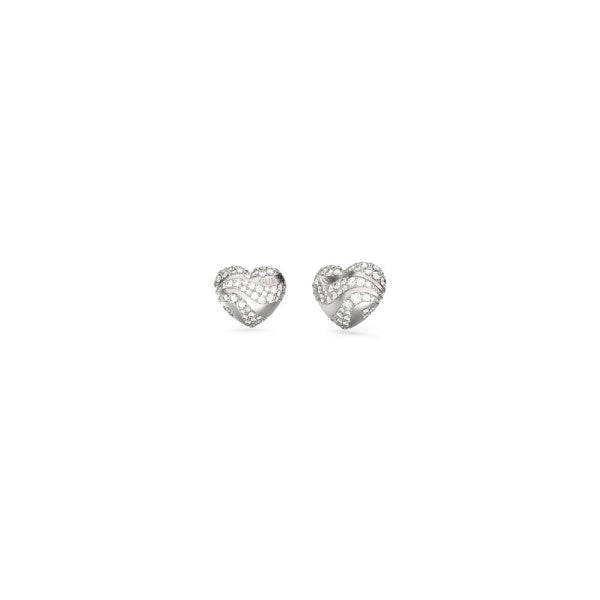 Guess In My Heart Silver Tone and Crystal Stud Earrings