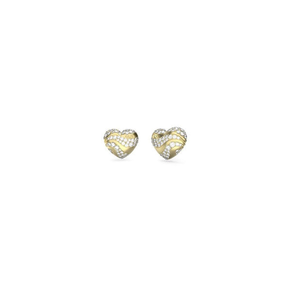 Guess In My Heart Gold Tone and Crystal Stud Earrings