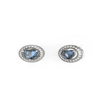 Guess Mama Silver Tone And Blue Crystal Earrings