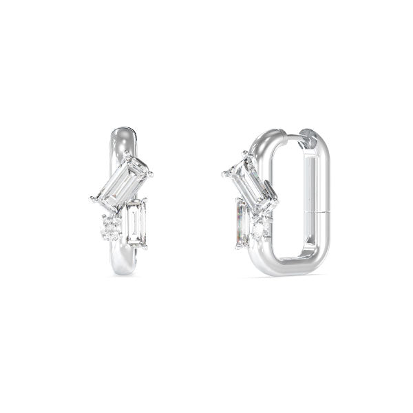 Chandelier Multi Stone Silver Huggie Hoop Earrings