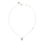 Guess Lovely Pave Crystal Heart Silver Tone Necklace