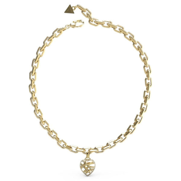 Guess Heart Cage Gold Tone Necklace