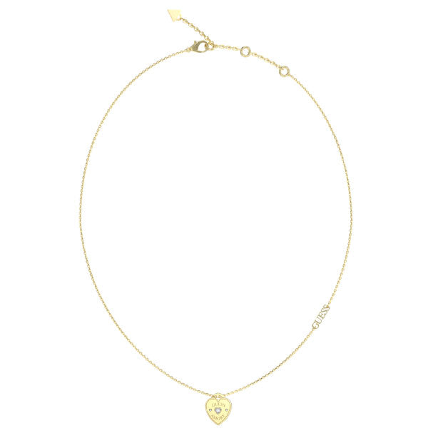Amore Crystal Heart Charm Gold Necklace