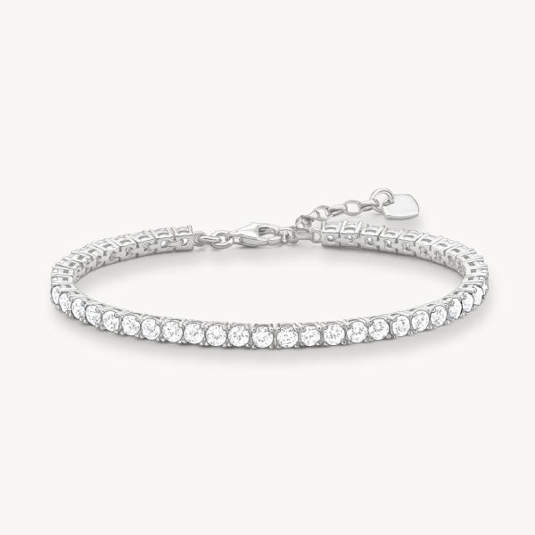 Tennis Bracelet with White Stones Silver
