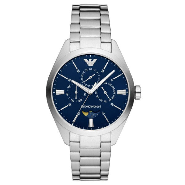 Emporio Armani Three-Hand Moonphase Stainless Steel Watch