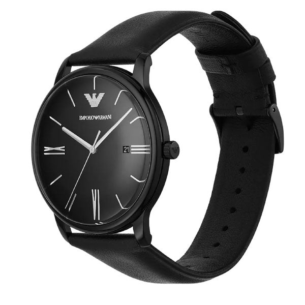 Emporio Armani Full Black Leather Watch