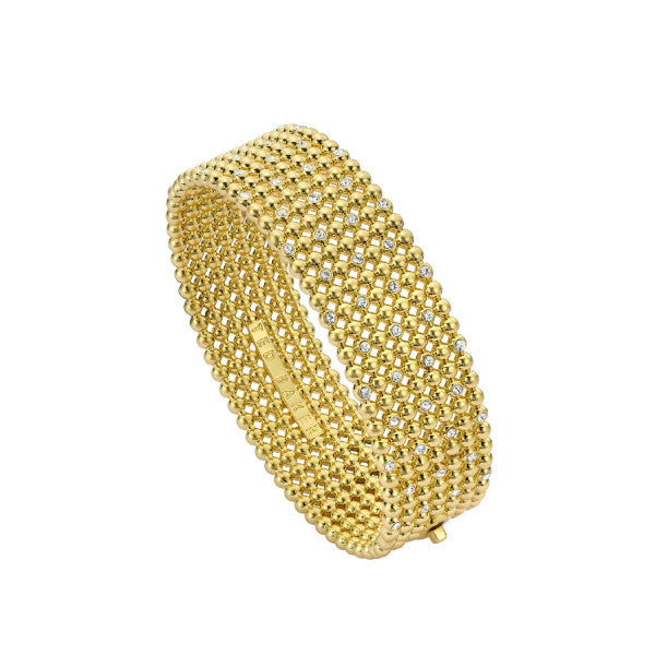 Bobbi Crystal Bobble Wide Gold Tone Bangle Bracelet