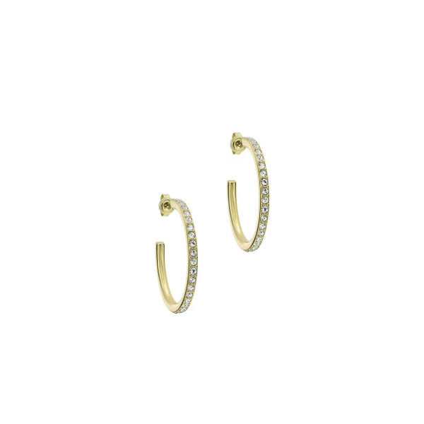 Clanci Medium Crystal Hoop Earrings, Gold