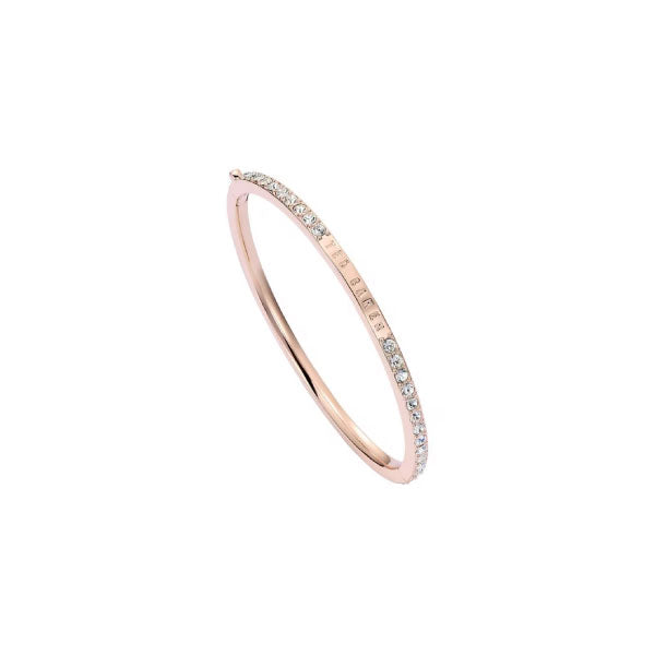 Claudia Narrow Crystal Hinged Bangle Bracelet, Rose Gold