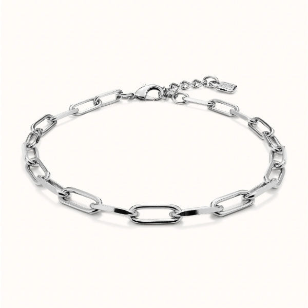 Silver Short Oval Link Chain Necklace