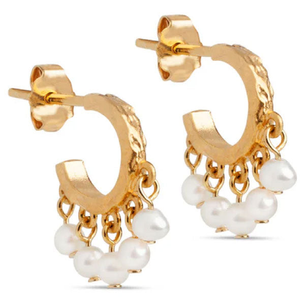Gold Pearl Astrid Hoop Earrings