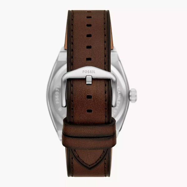 Everett Three-Hand Date Brown Leather Watch